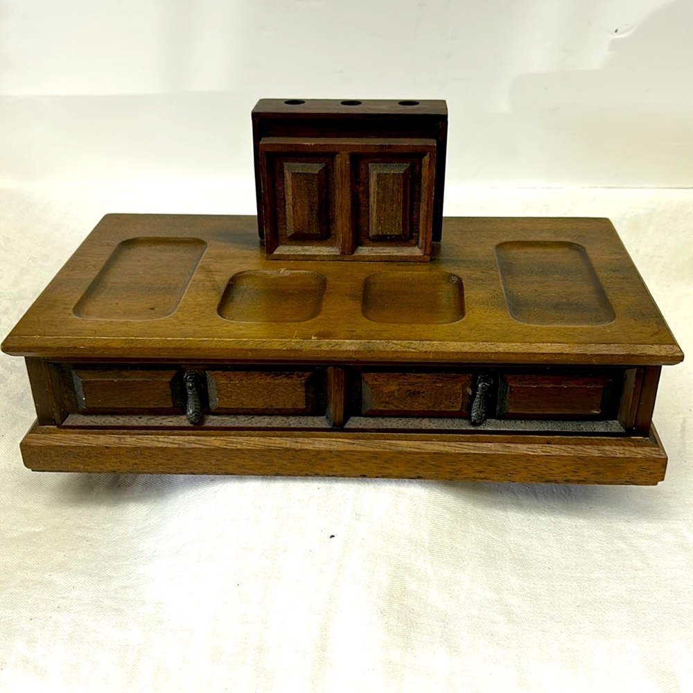 Vintage MELE   men’s wooden jewelry valet/tray /catch all Made in Tai…